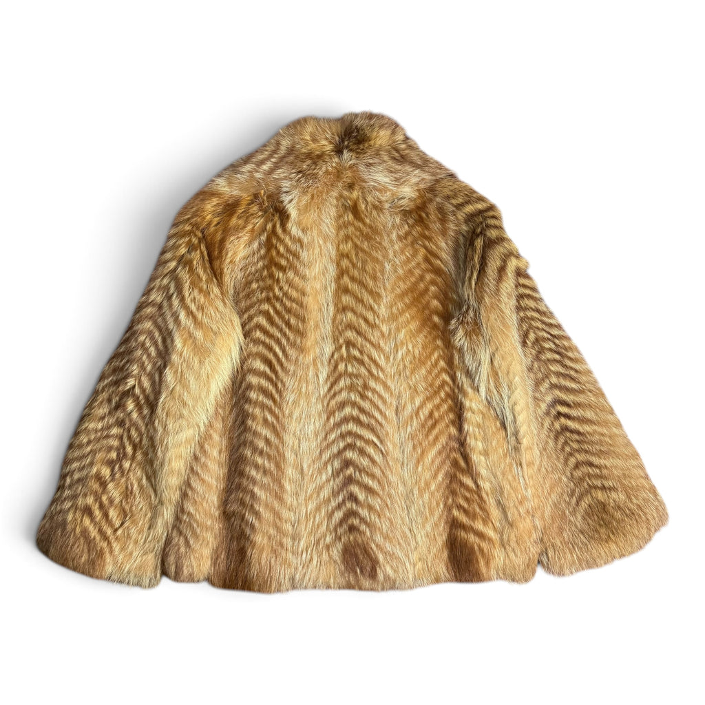vintage red fox fur chevron short coat