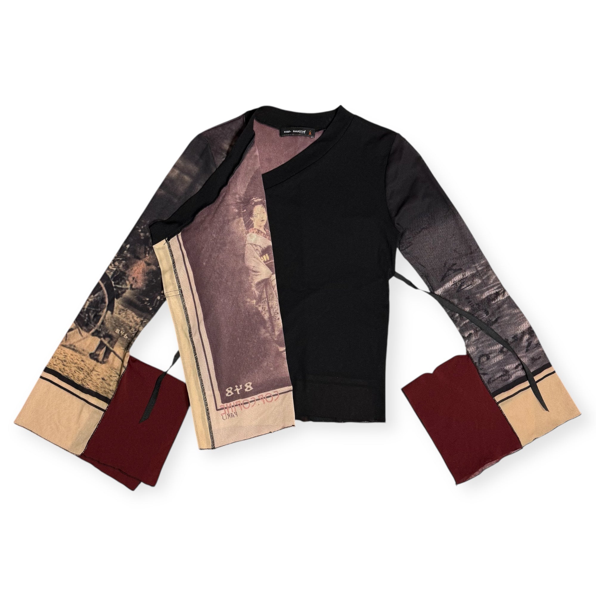 cop copine geisha print long sleeve top