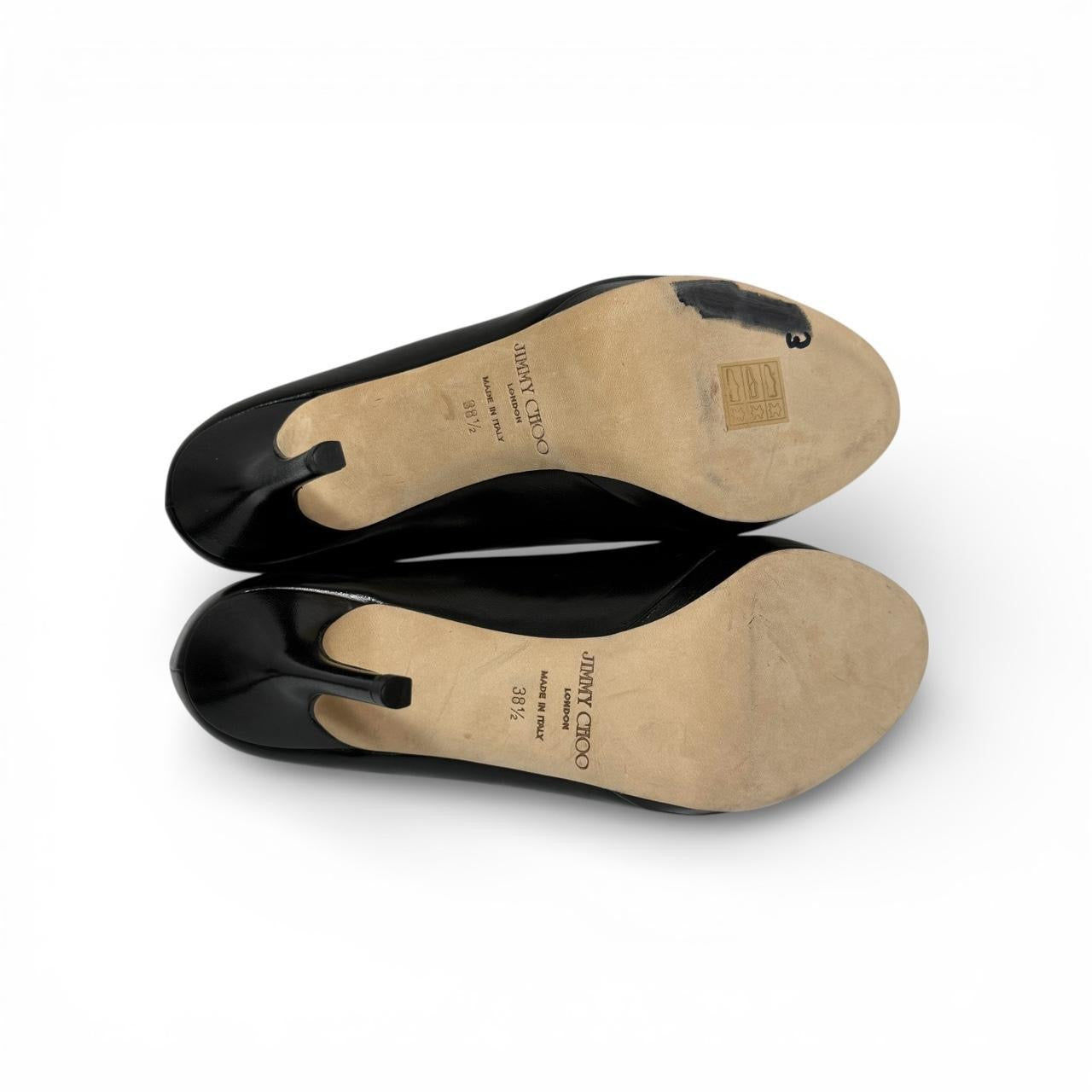 jimmy choo patent leather peep toe pumps