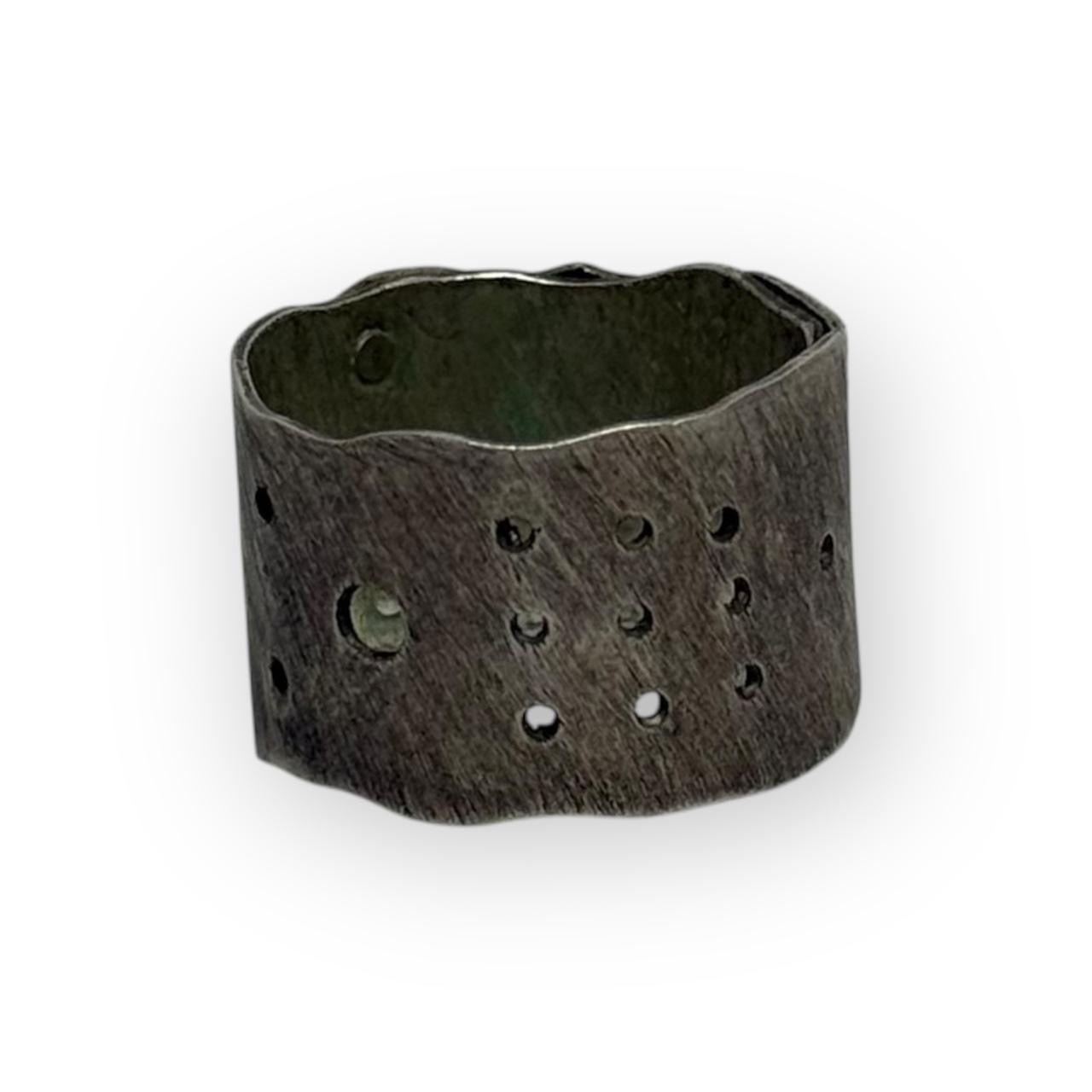 vintage beth piver artisanal silver & copper steampunk band ring