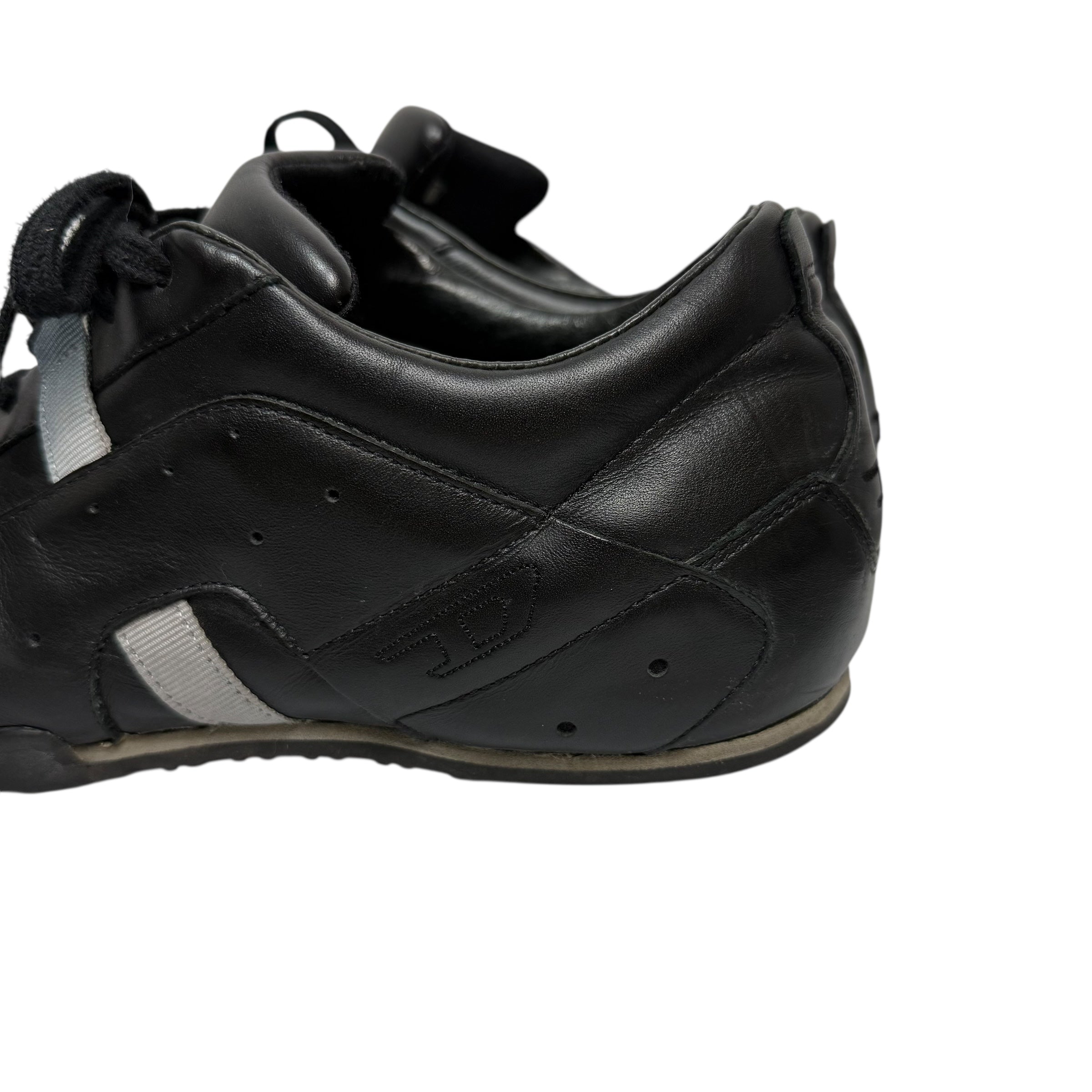 vintage diesel saville black leather square toe sneakers