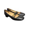 vintage louis vuitton black leather block heel mary janes