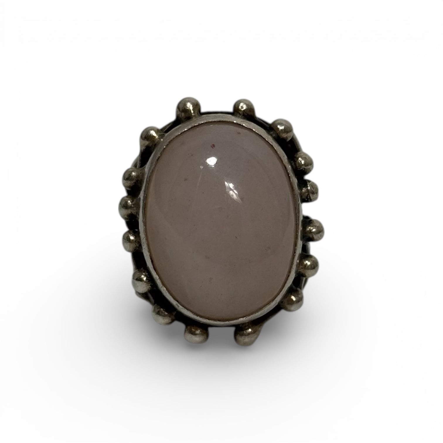 vintage 60s/70s orno poland mcm modernist pink agate silver ring