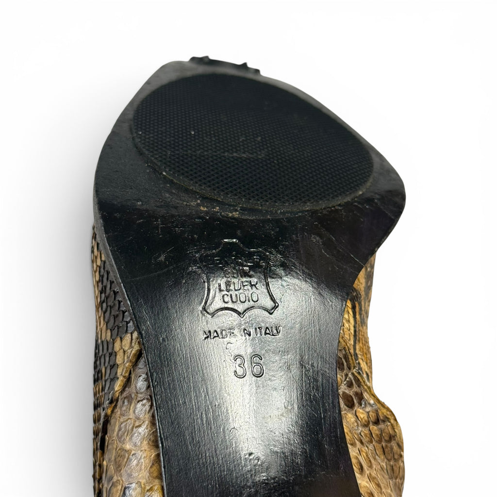 vintage fendi python snakeskin curved heel boots
