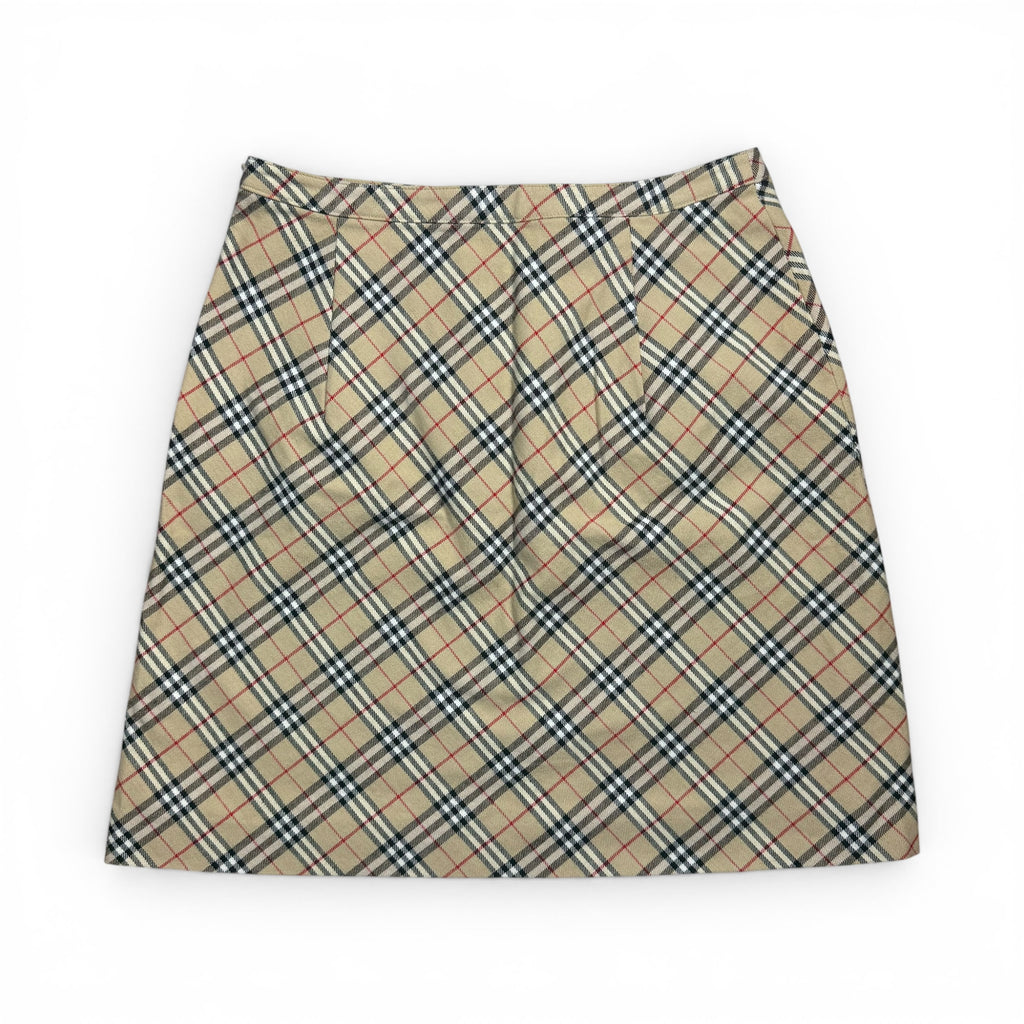 vintage burberry blue label nova check lace up mini skirt