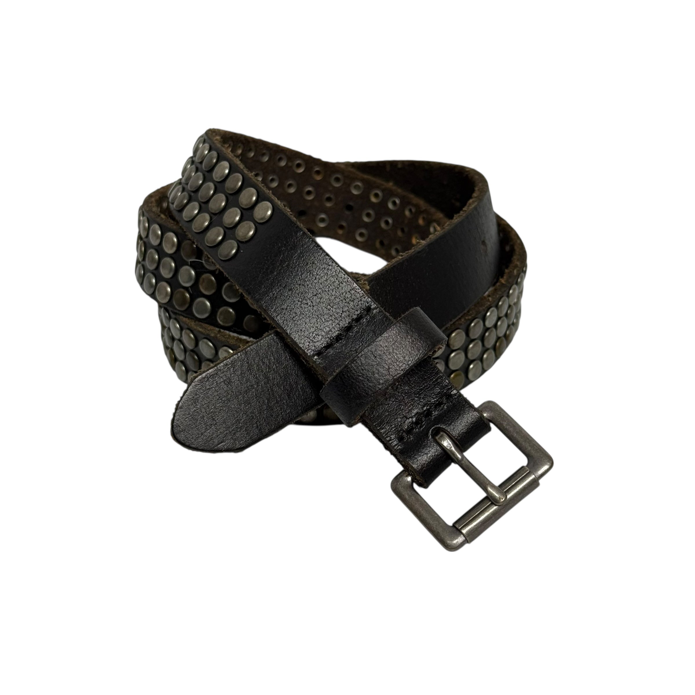 studded black leather belt
