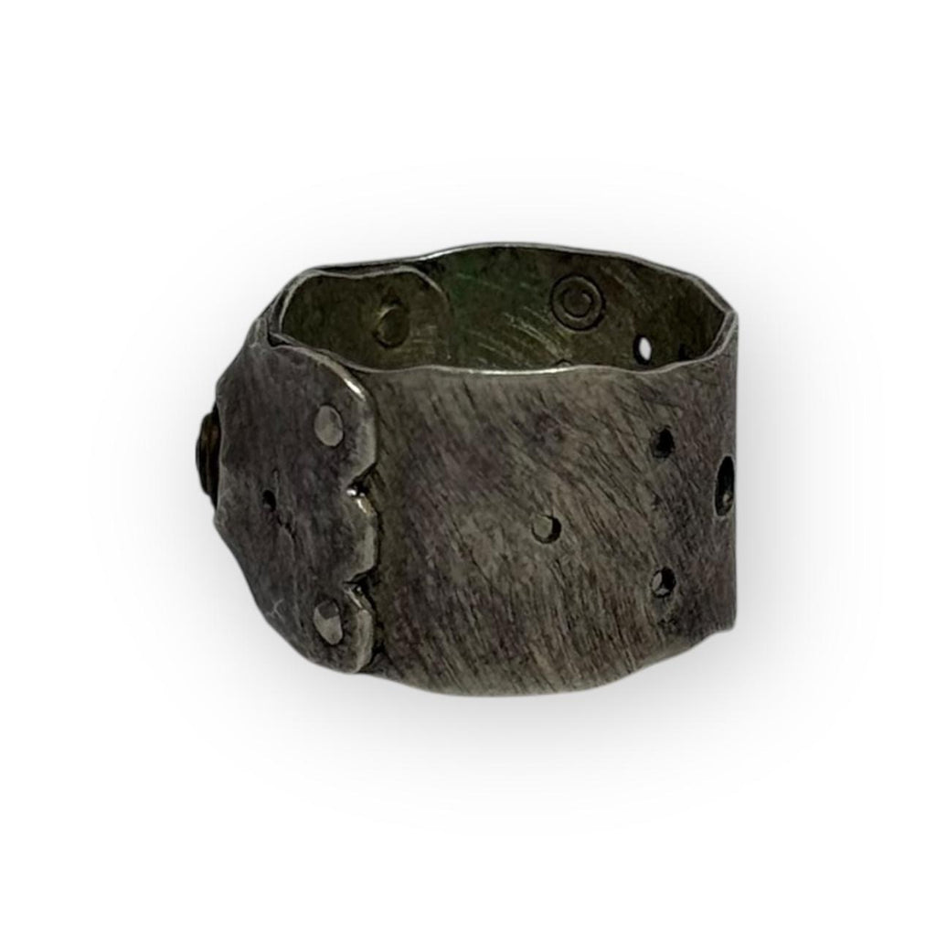 vintage beth piver artisanal silver & copper steampunk band ring