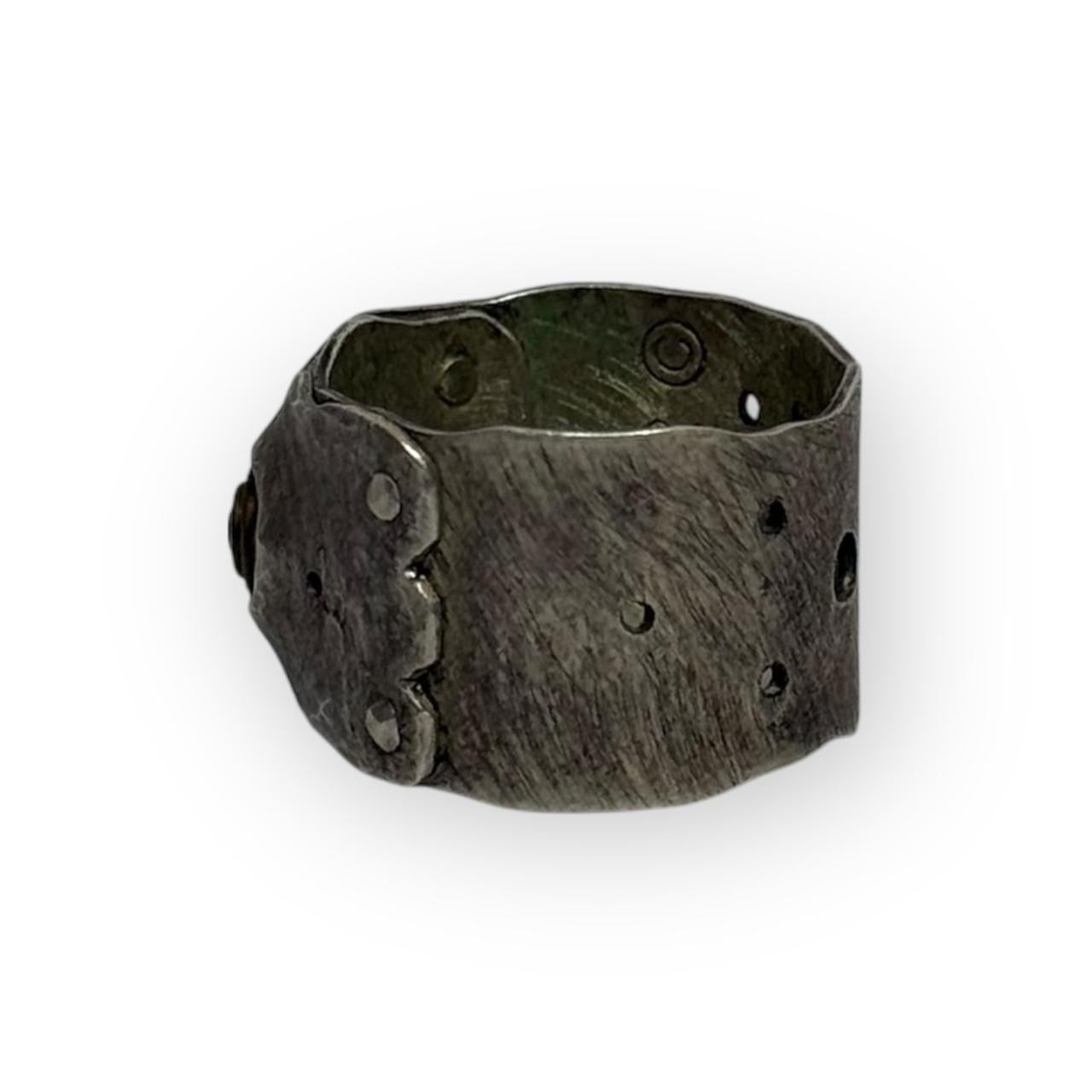 vintage beth piver artisanal silver & copper steampunk band ring