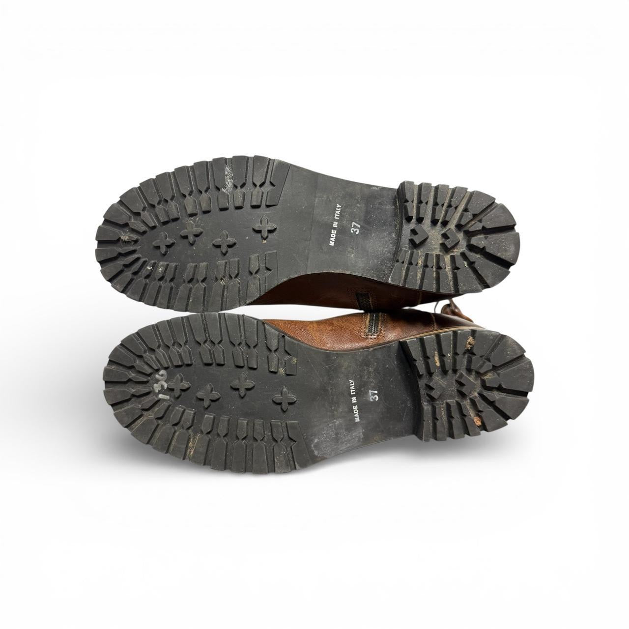 fabianelli distressed leather back tie boots