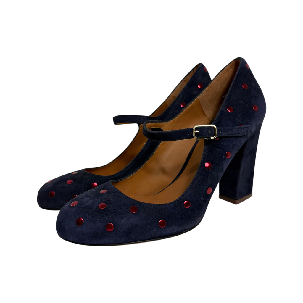 chie mihara studded polka dot mary jane pumps