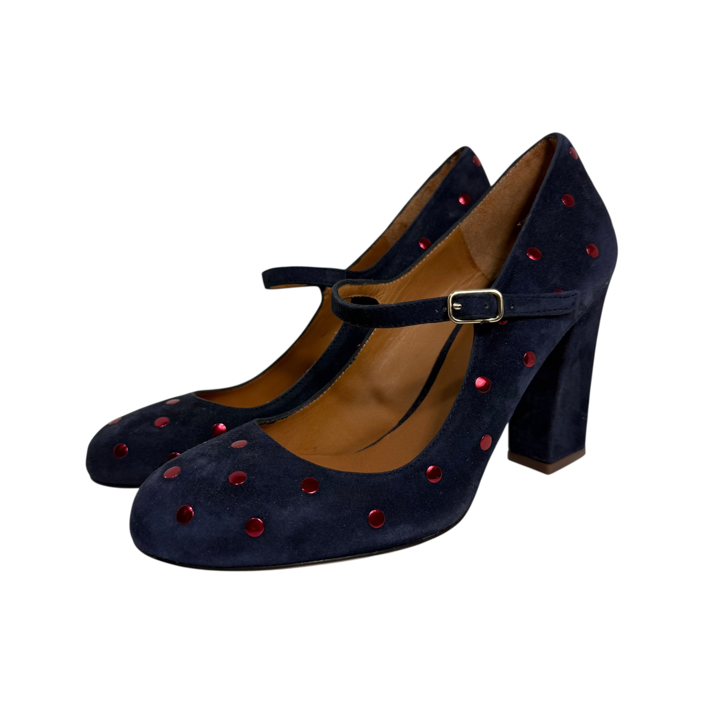 chie mihara studded polka dot mary jane pumps