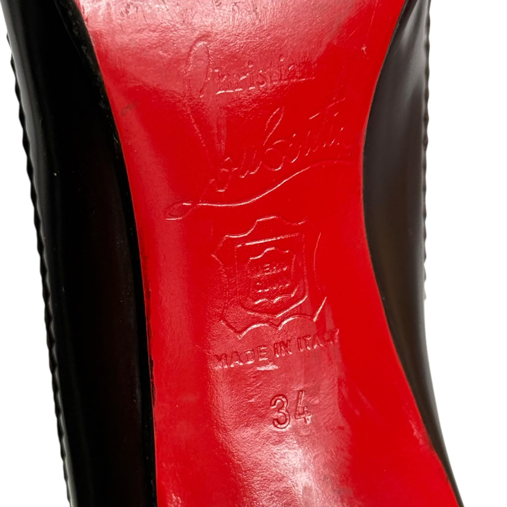 christian louboutin peniche dark brown peep toe pumps
