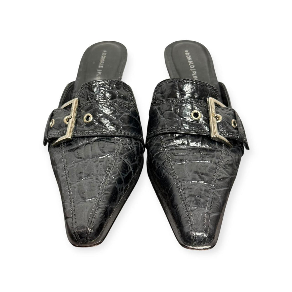 donald j. pliner croc embossed mules