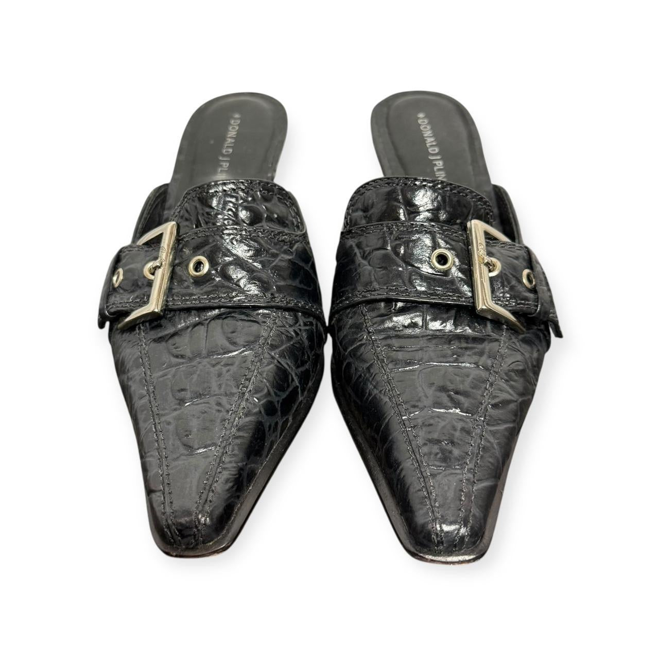 donald j. pliner croc embossed mules