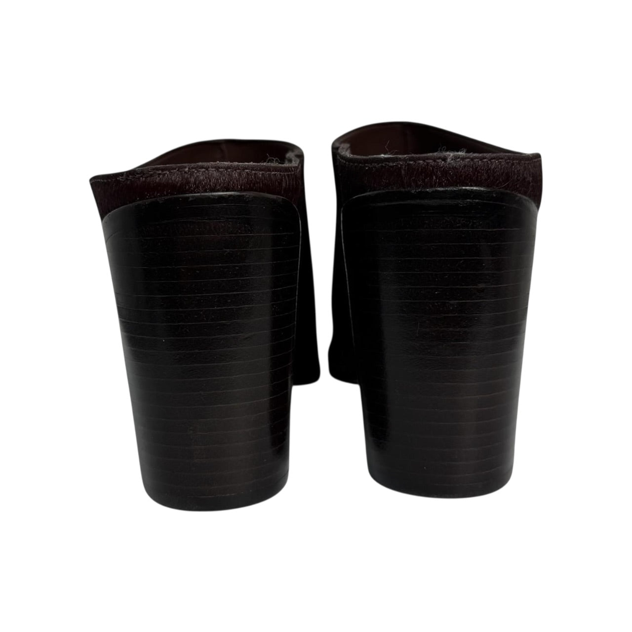 schutz mikki mules in dark red calf hair