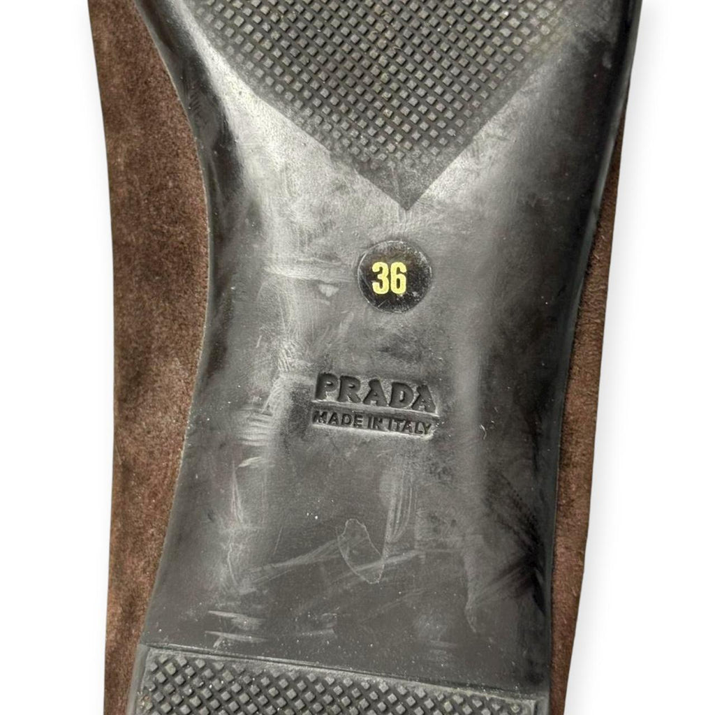 vintage prada suede penny loafers