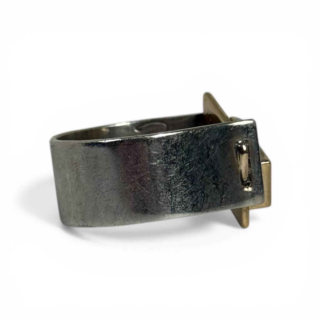 jayne demarcay sterling silver + 14k gold iolite modernist studio art ring