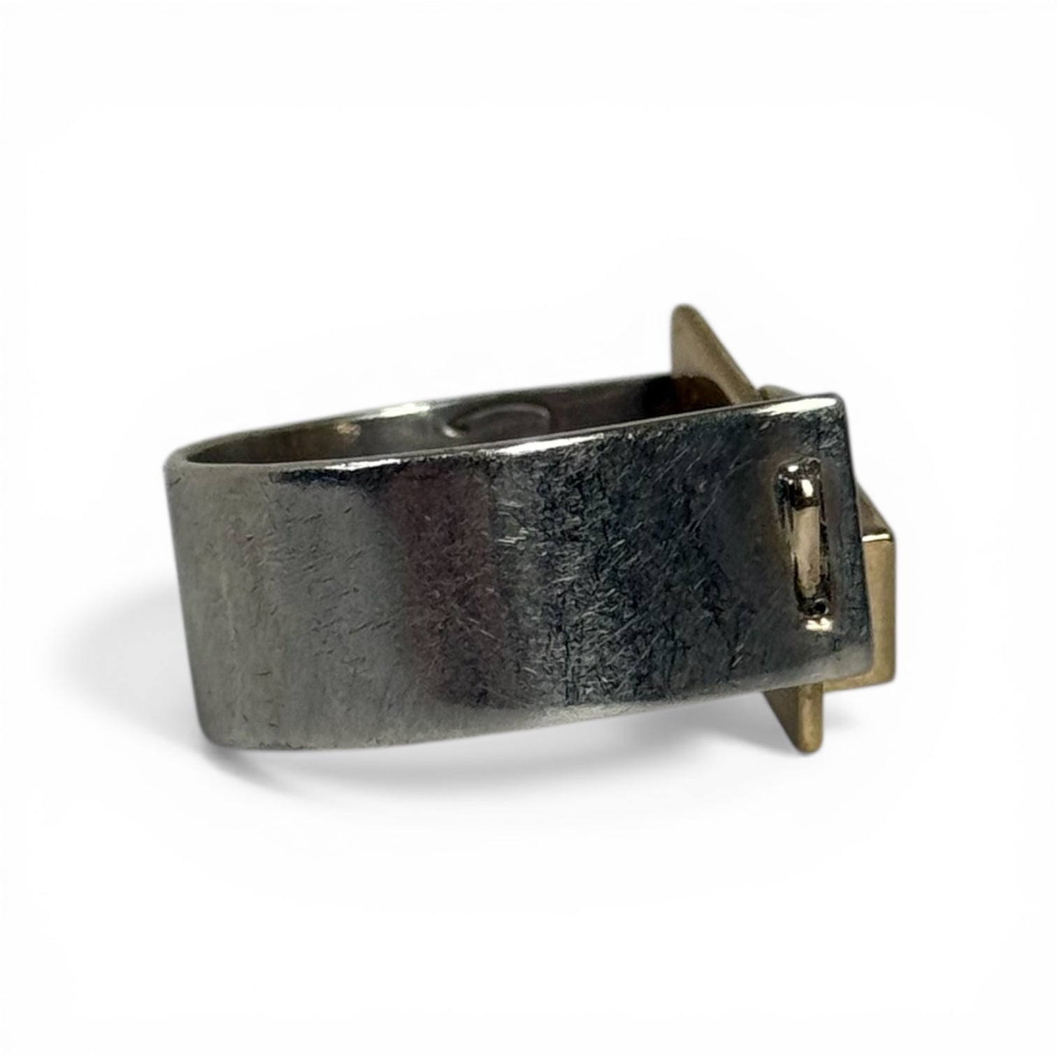 jayne demarcay sterling silver + 14k gold iolite modernist studio art ring