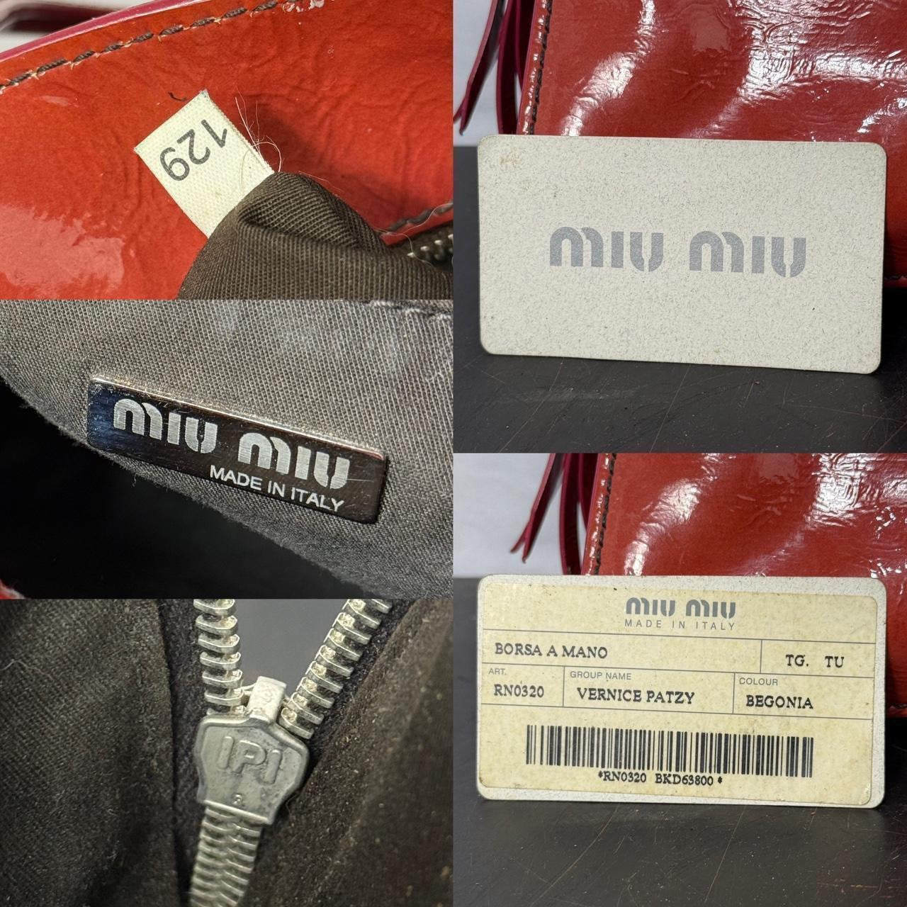 vintage miu miu patent leather top handle purse