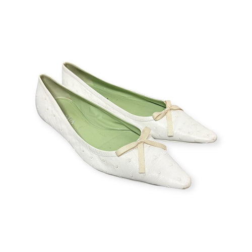 2000s prada ostrich leather pointed toe flats