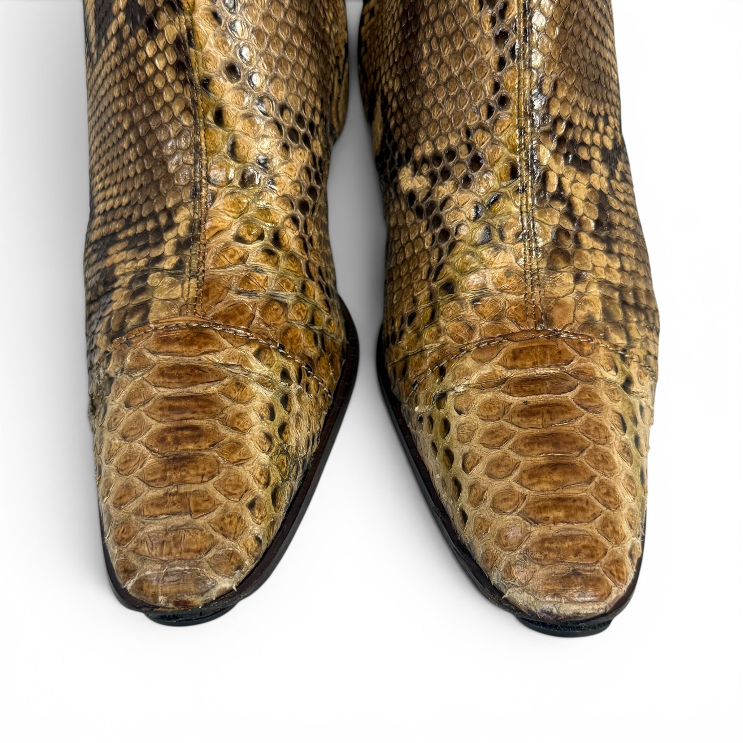 vintage fendi python snakeskin curved heel boots