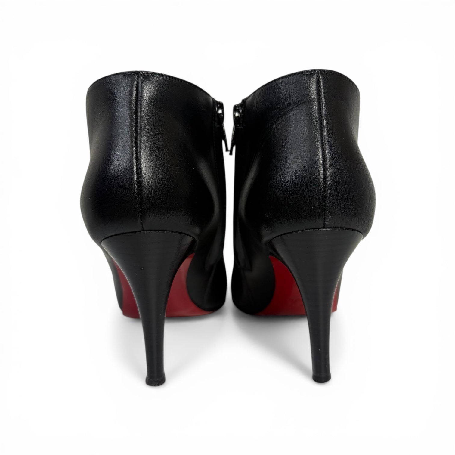 christian louboutin belle 85mm black calf leather booties with box