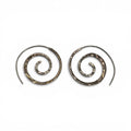 vintage mexican 925 sterling silver hammered spiral swirl threader drop earrings