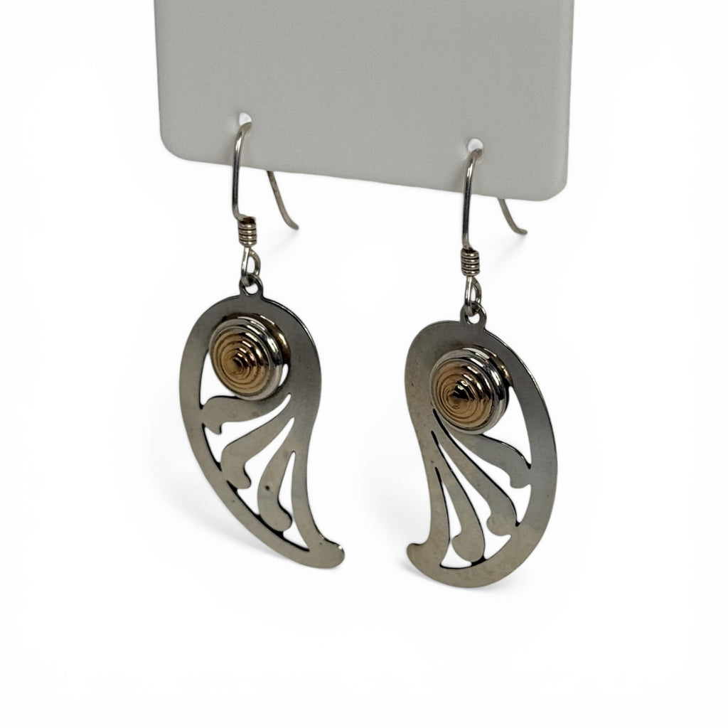 vintage steven stamas two-tone paisley earrings