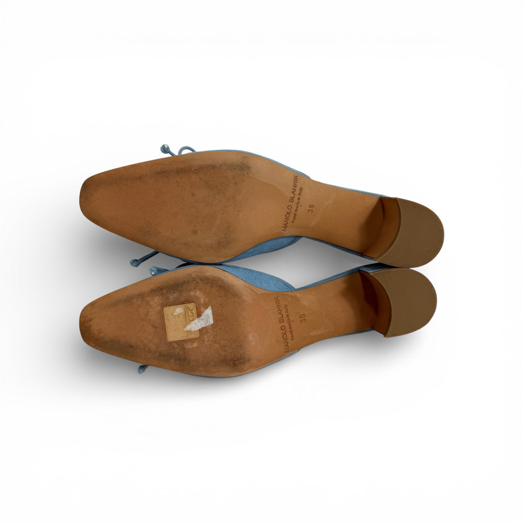 manolo blahnik baby blue ballerimu mules