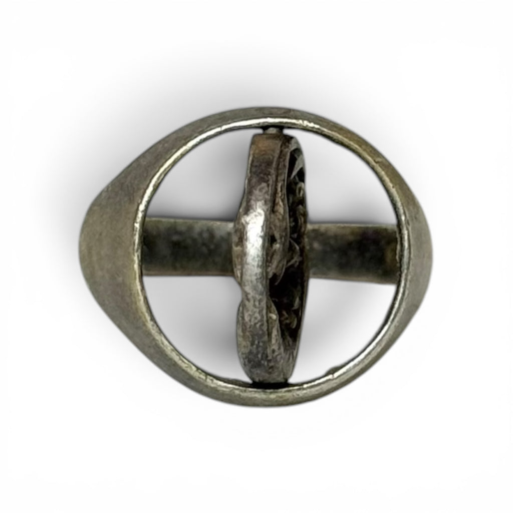 vintage mku michael khan 925 sterling silver moon + star spinner ring