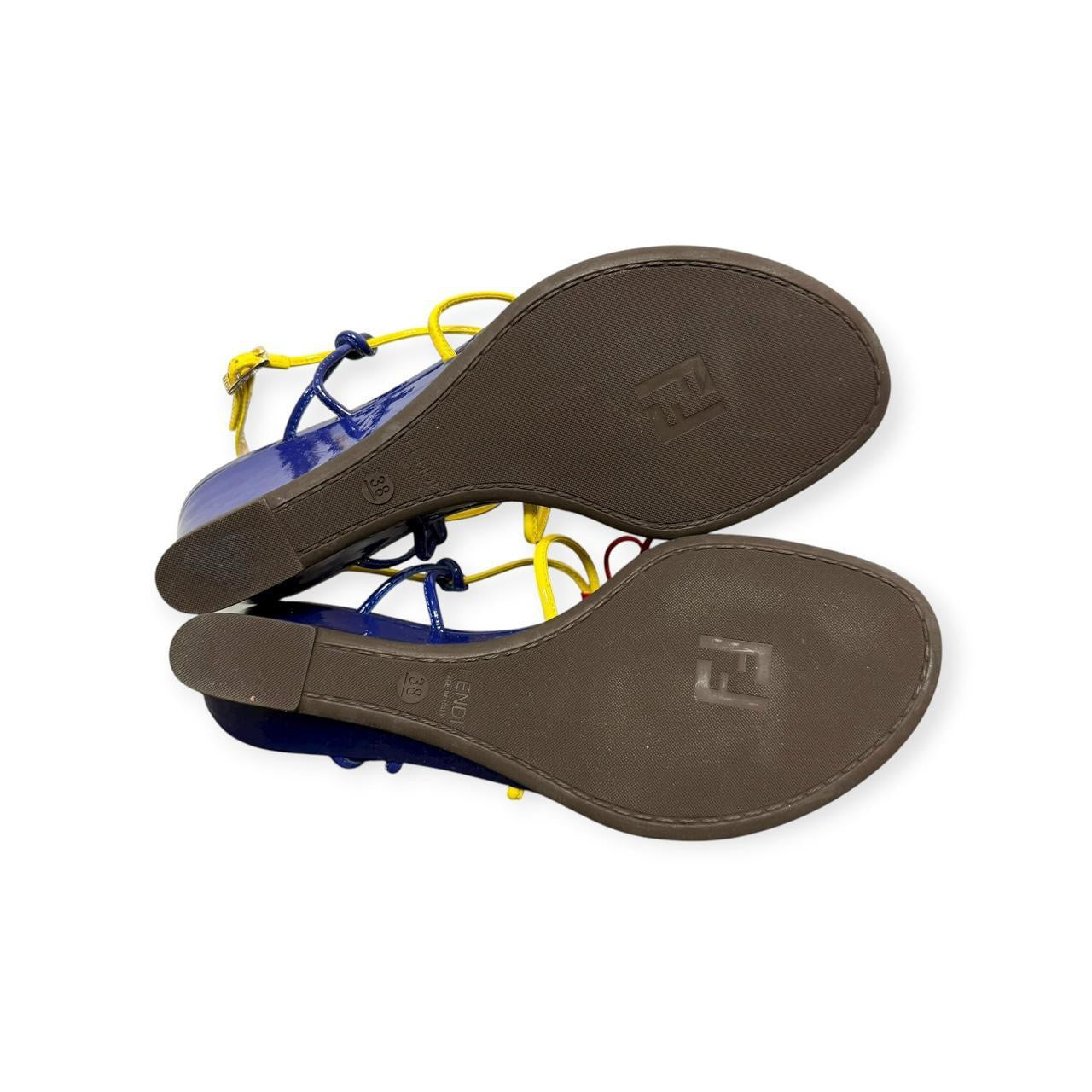 fendi tricolor patent leather thong sandals