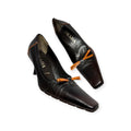 vintage prada black & brown leather bow pumps