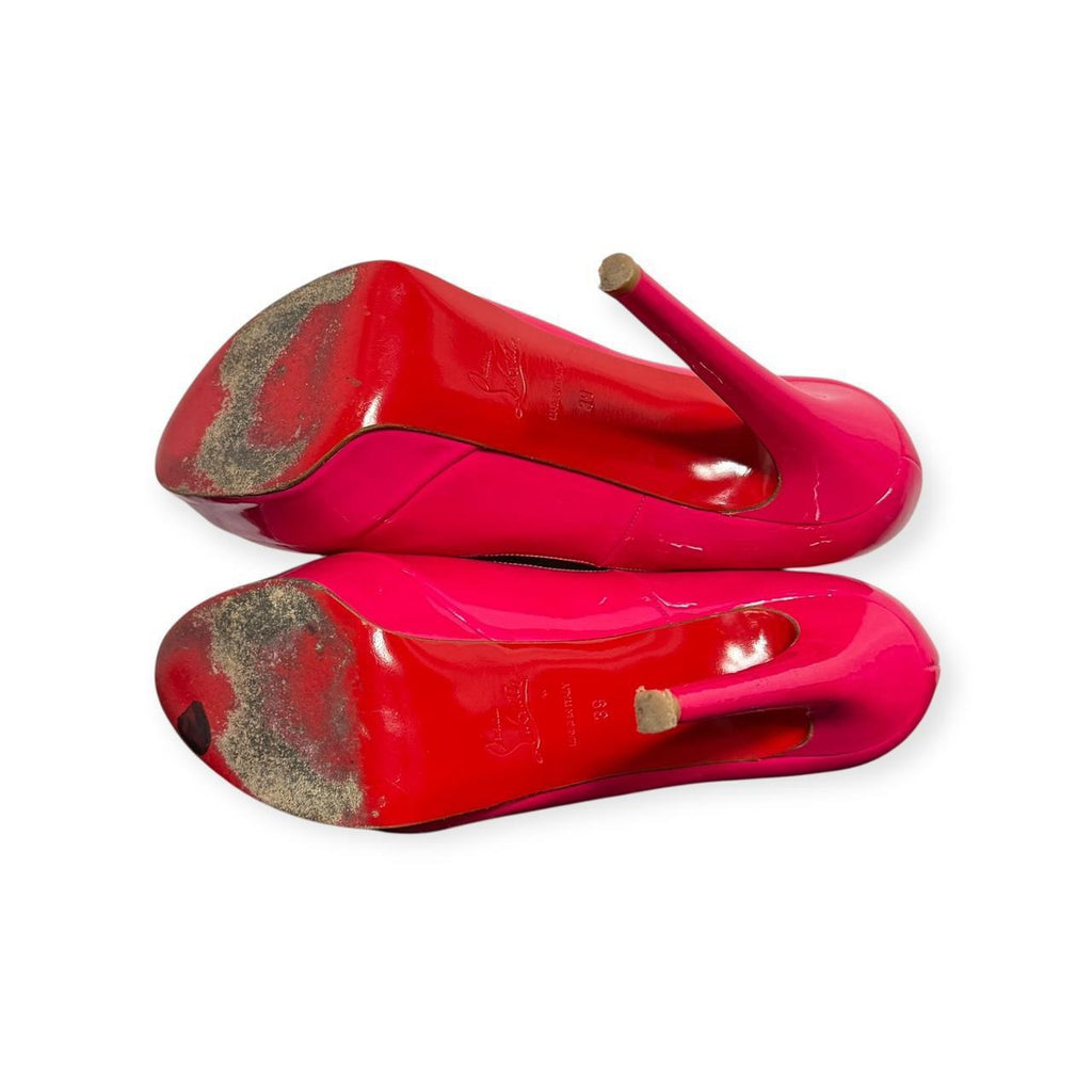 christian louboutin bianca patent leather platform pumps