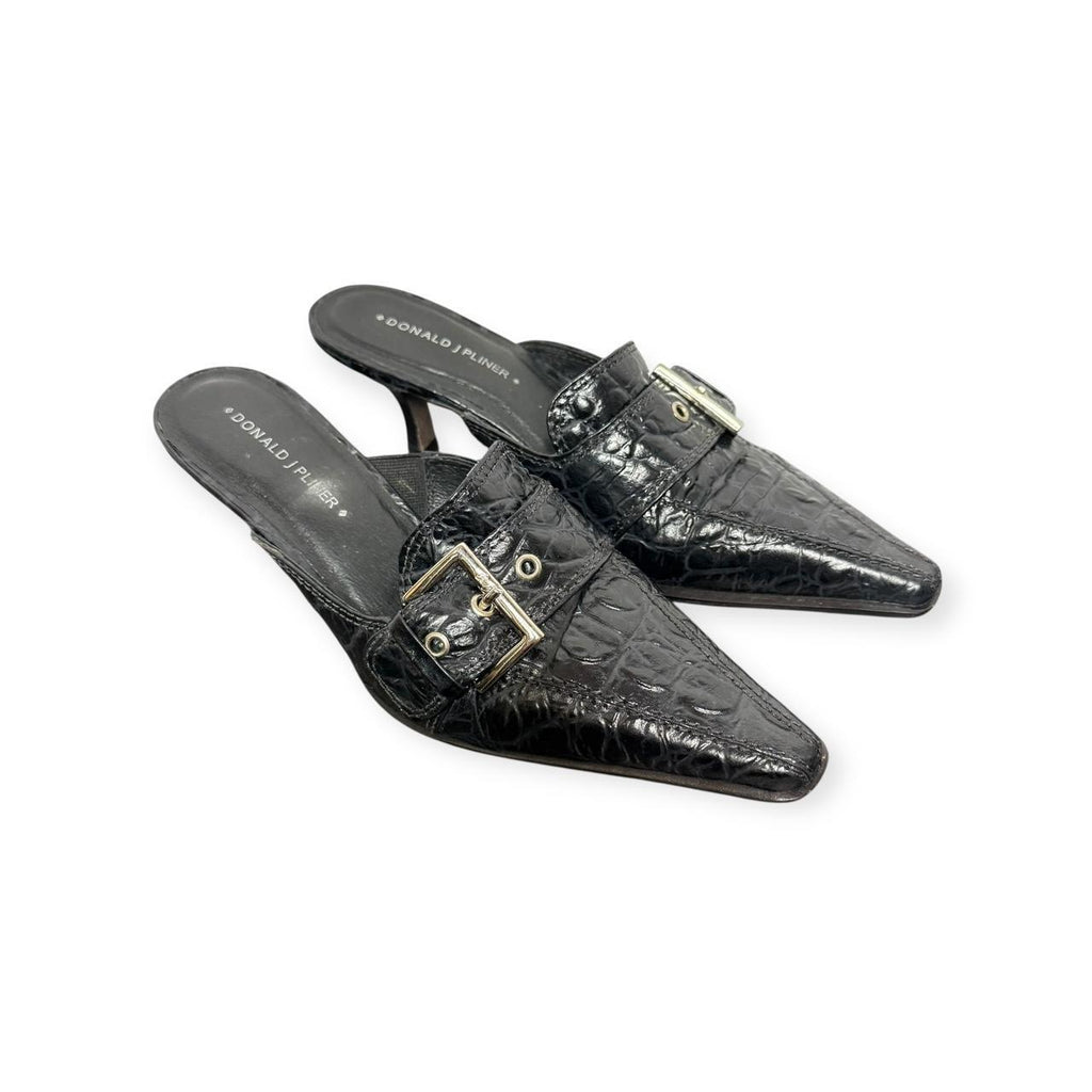 donald j. pliner croc embossed mules