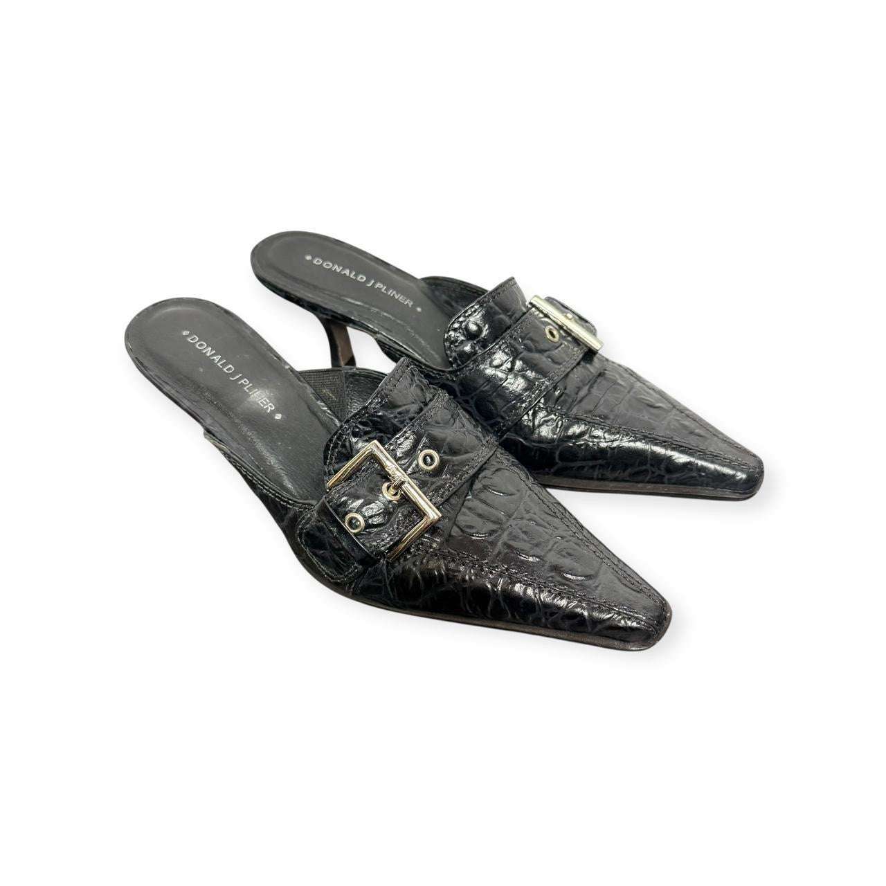 donald j. pliner croc embossed mules