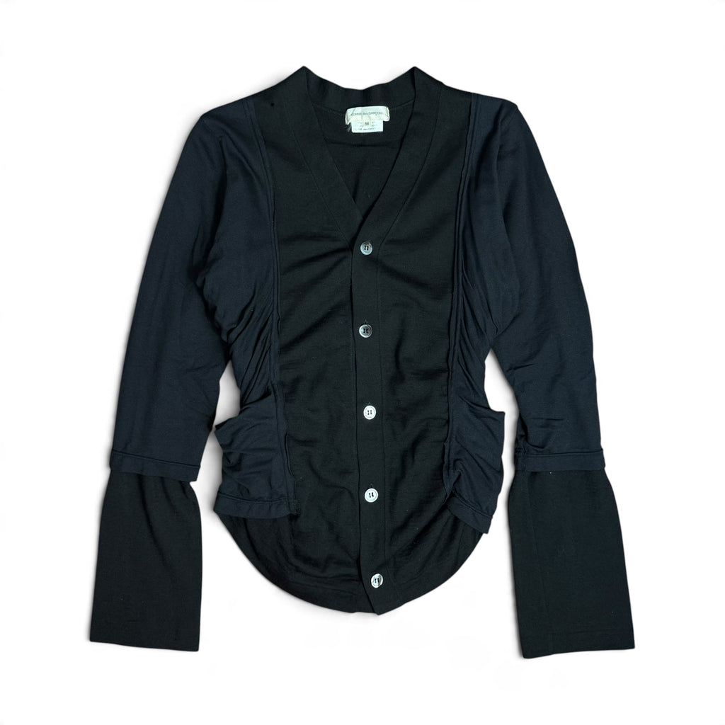 comme des garcons AD2007 black wool ruched layered cardigan GT-T019