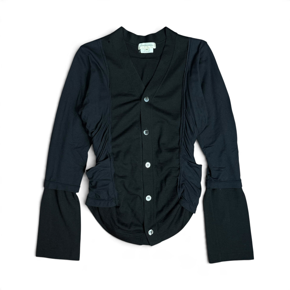 comme des garcons AD2007 black wool ruched layered cardigan GT-T019