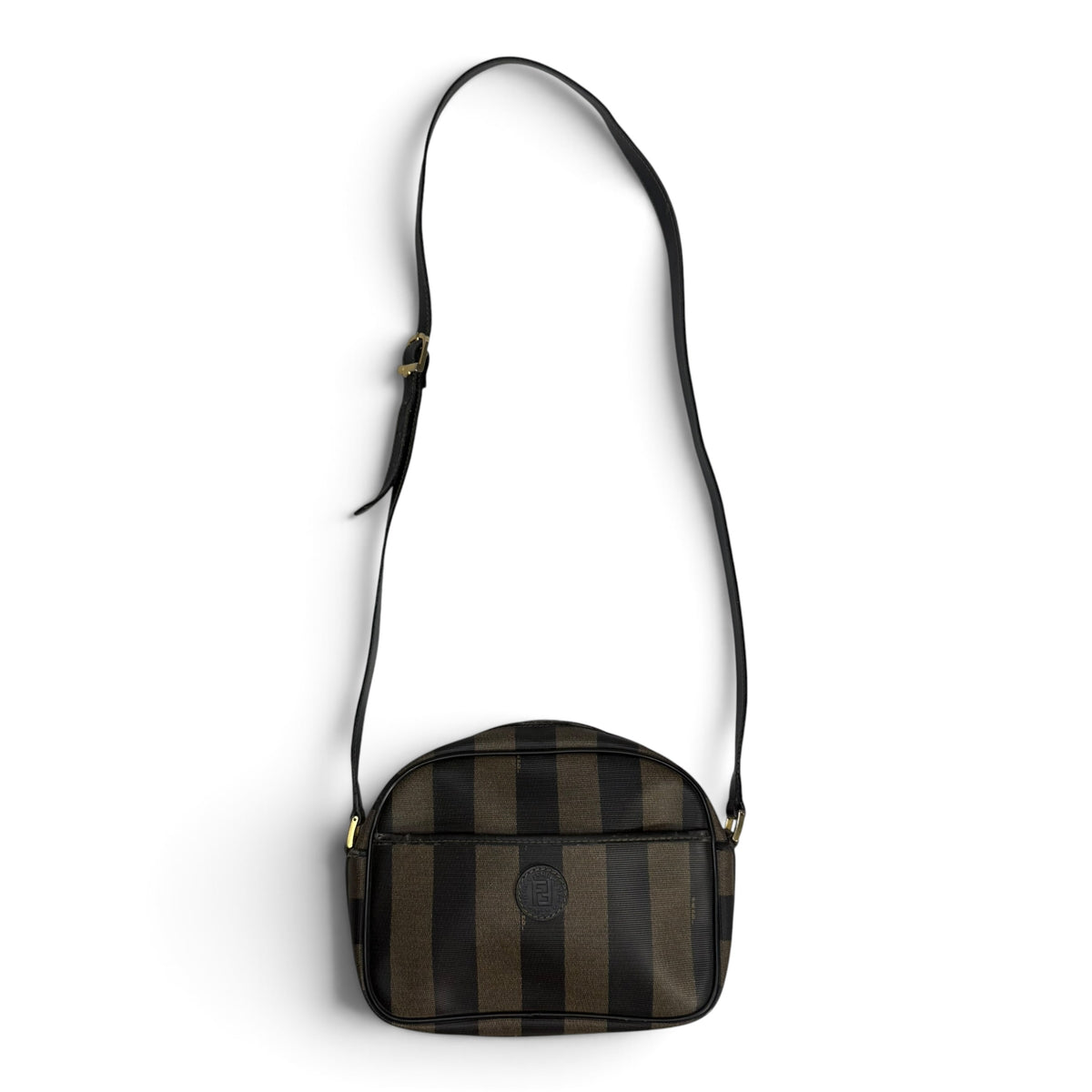 vintage 80s fendi pequin stripe crossbody camera bag