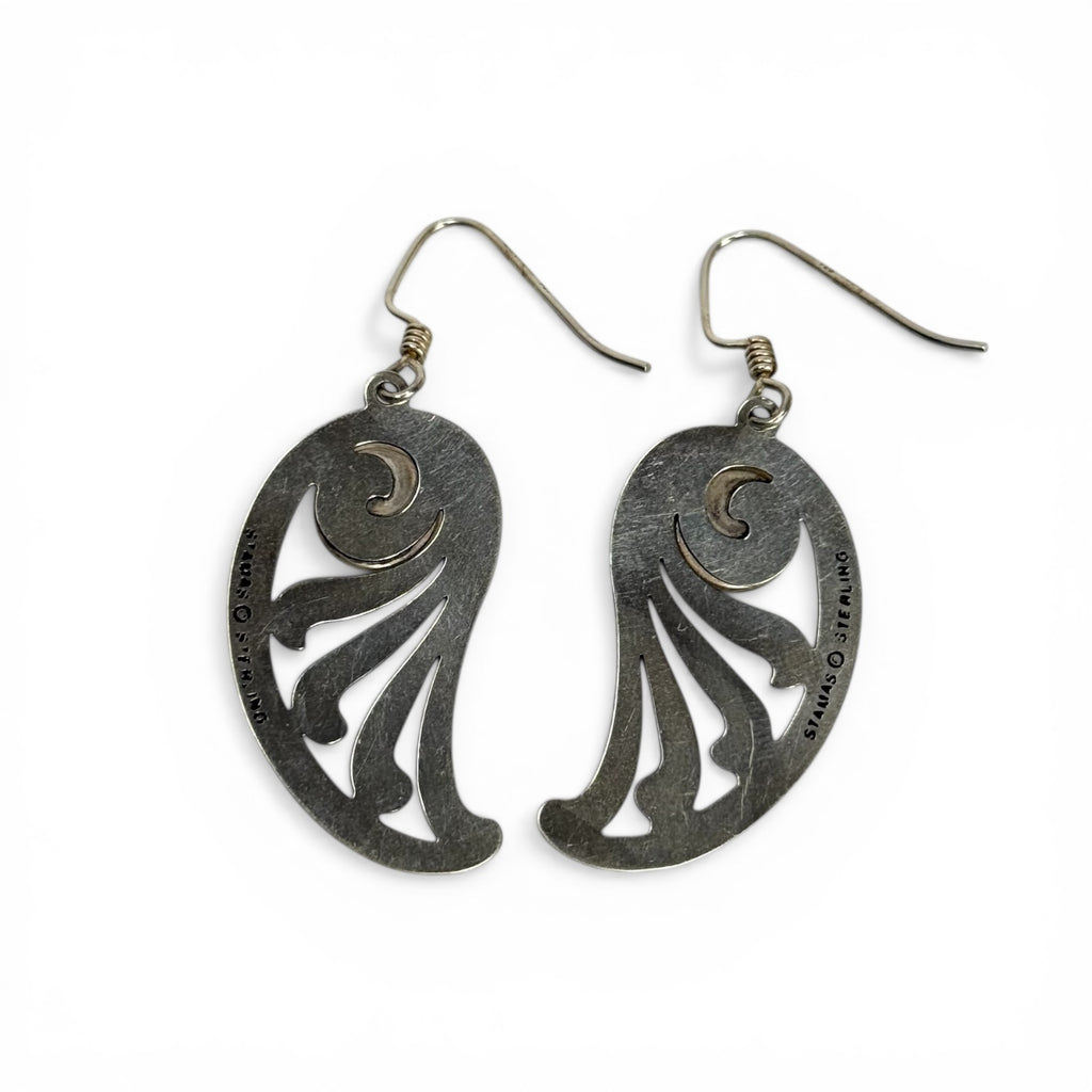 vintage steven stamas two-tone paisley earrings