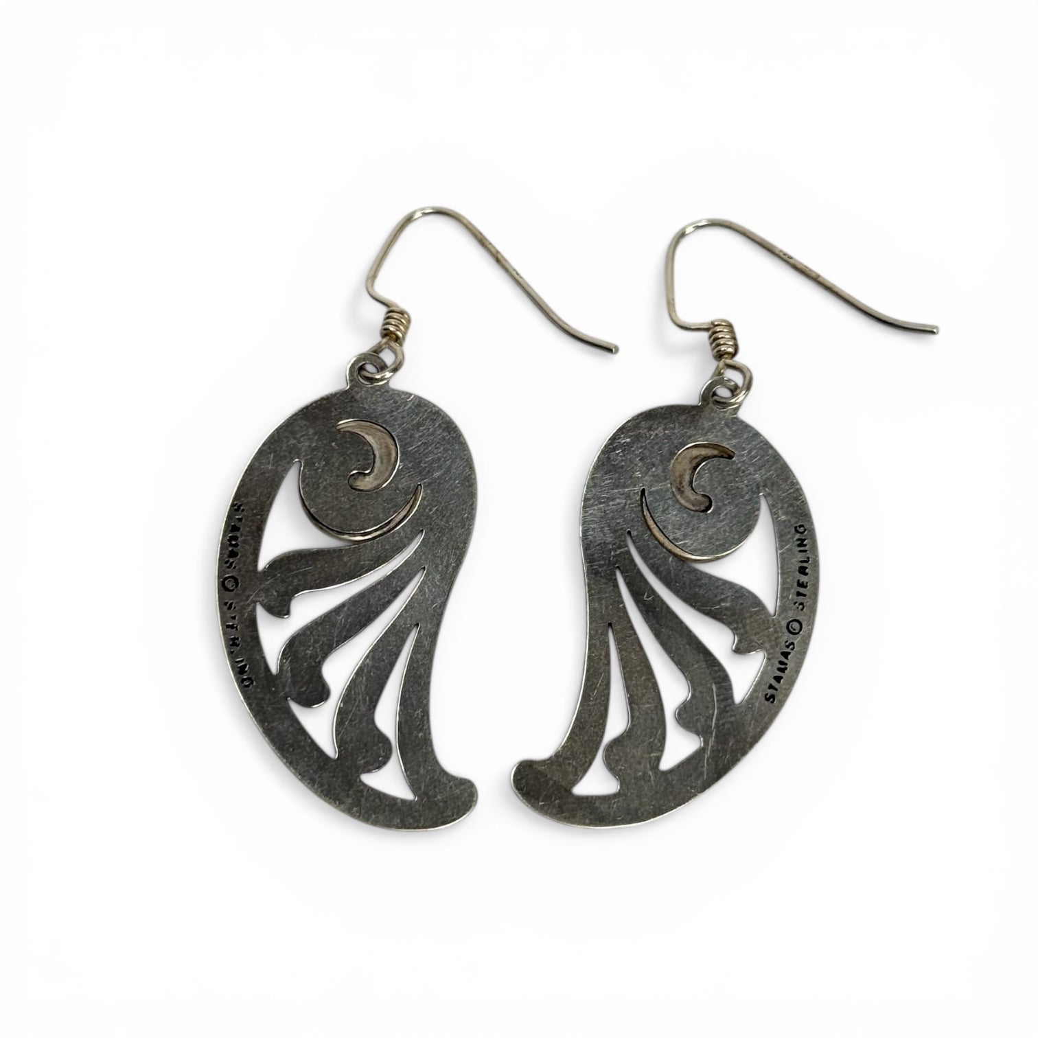 vintage steven stamas two-tone paisley earrings
