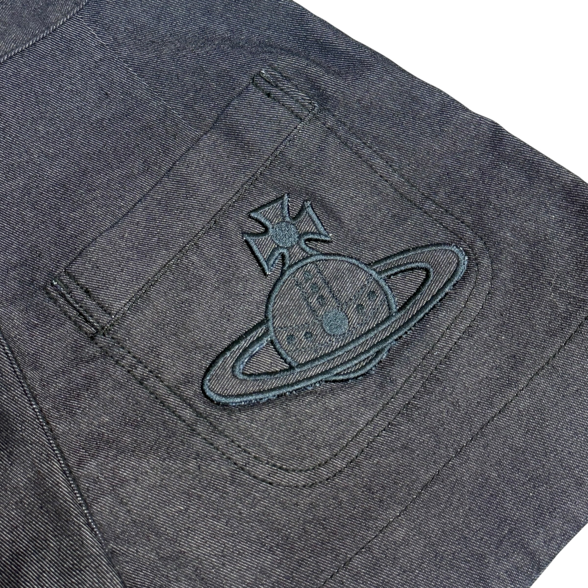 vivienne westwood red label dark wash orb logo denim skort