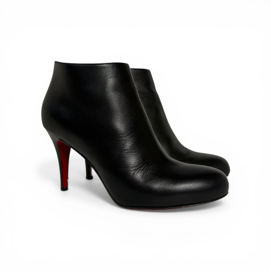 christian louboutin belle 85mm black calf leather booties with box