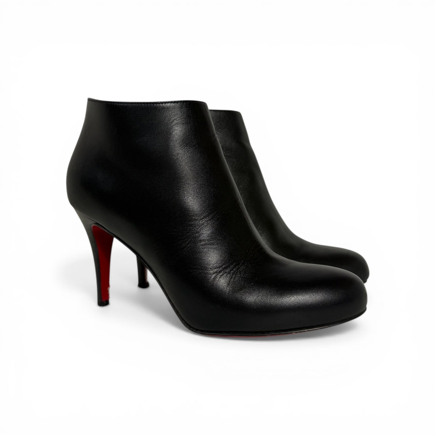 christian louboutin belle 85mm black calf leather booties with box