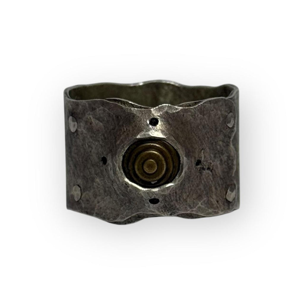 vintage beth piver artisanal silver & copper steampunk band ring