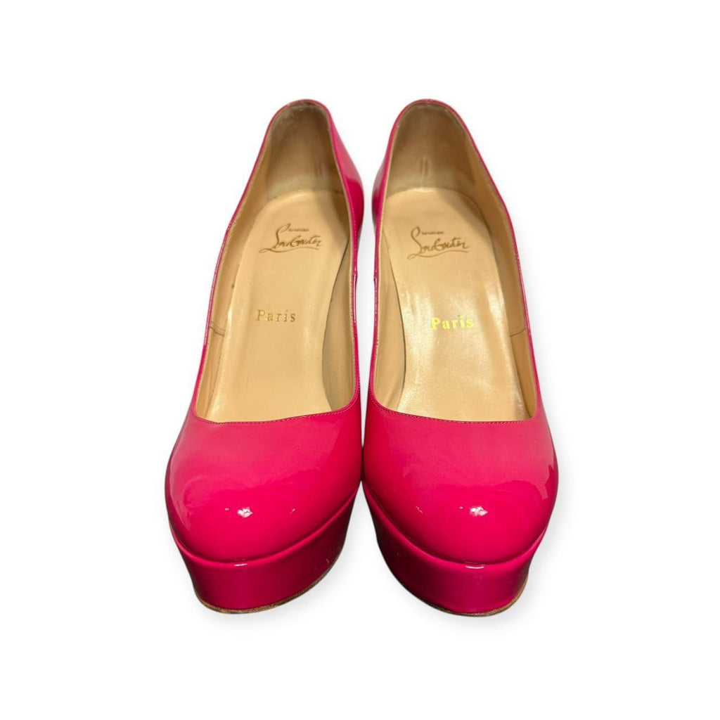 christian louboutin bianca patent leather platform pumps