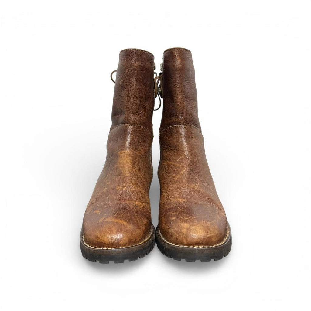 fabianelli distressed leather back tie boots