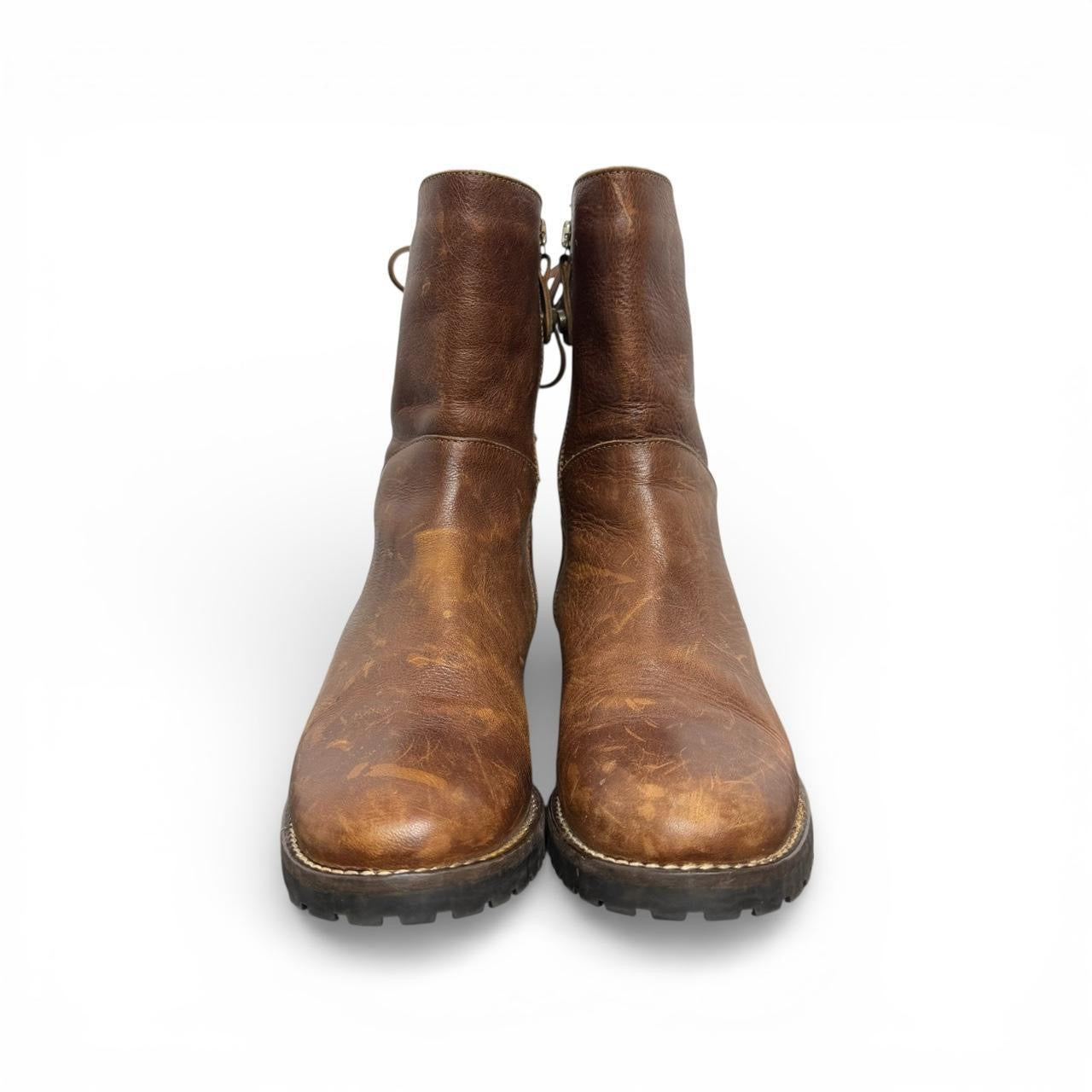 fabianelli distressed leather back tie boots