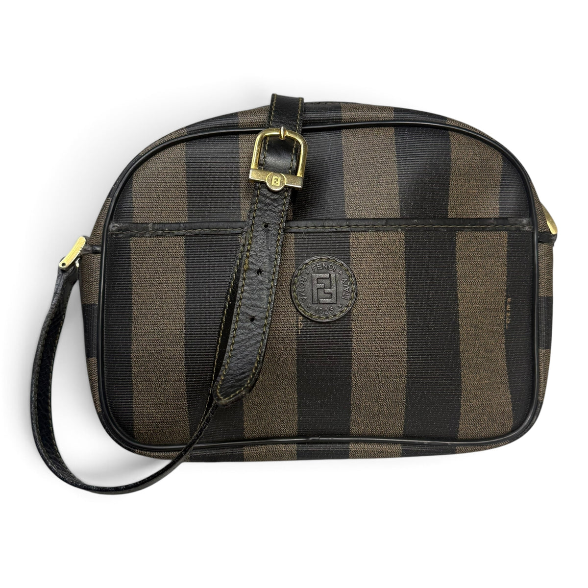 vintage 80s fendi pequin stripe crossbody camera bag