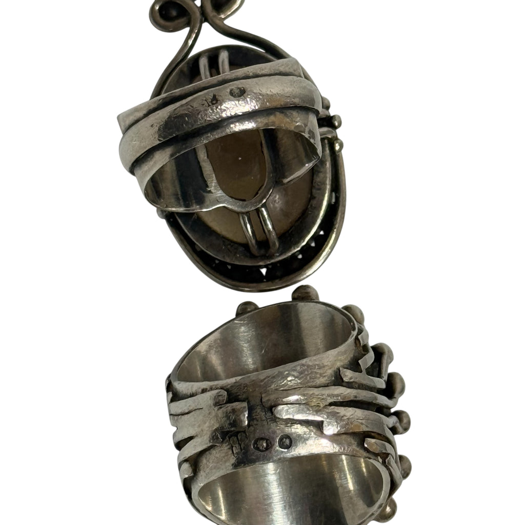 vintage 60s/70s orno poland mcm modernist smoky quartz silver ring
