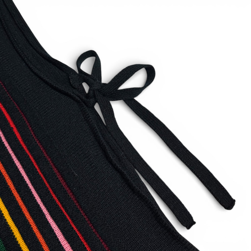 vintage rainbow stripe side tie knit top